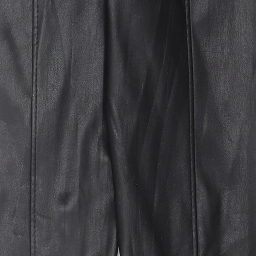 New Look Womens Black Polyurethane Capri Trousers Size 10 L28 in Regular Zip