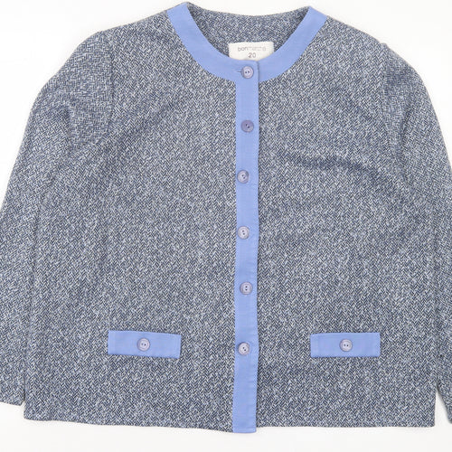 bonmarch Womens Blue Geometric Jacket Size 20 Button