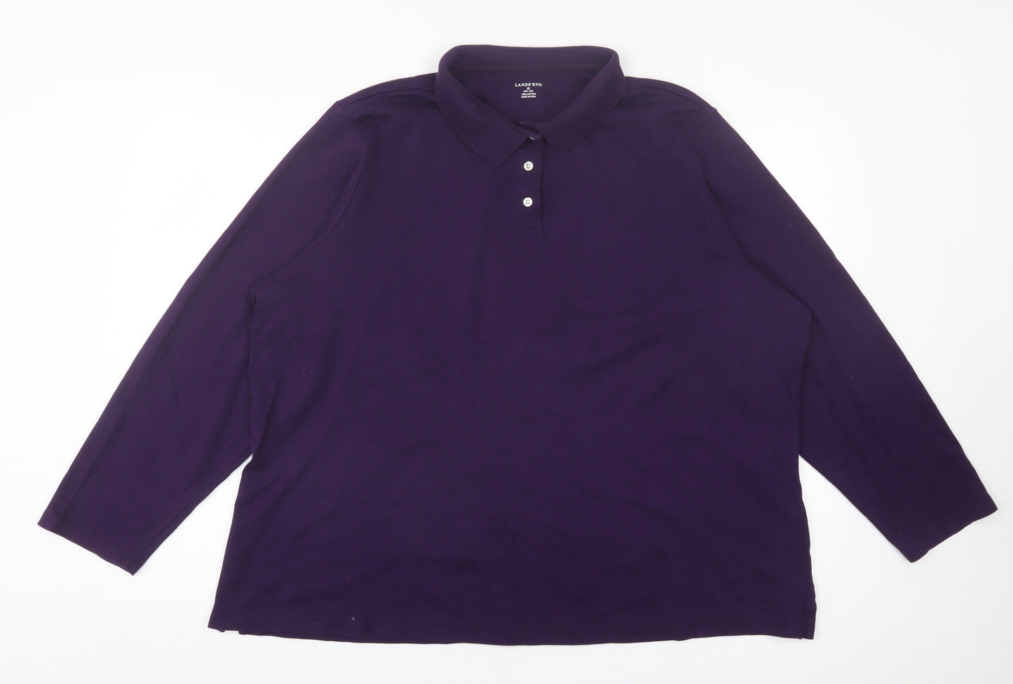 Landsend Mens Purple Cotton Polo Size 3XL Collared Button