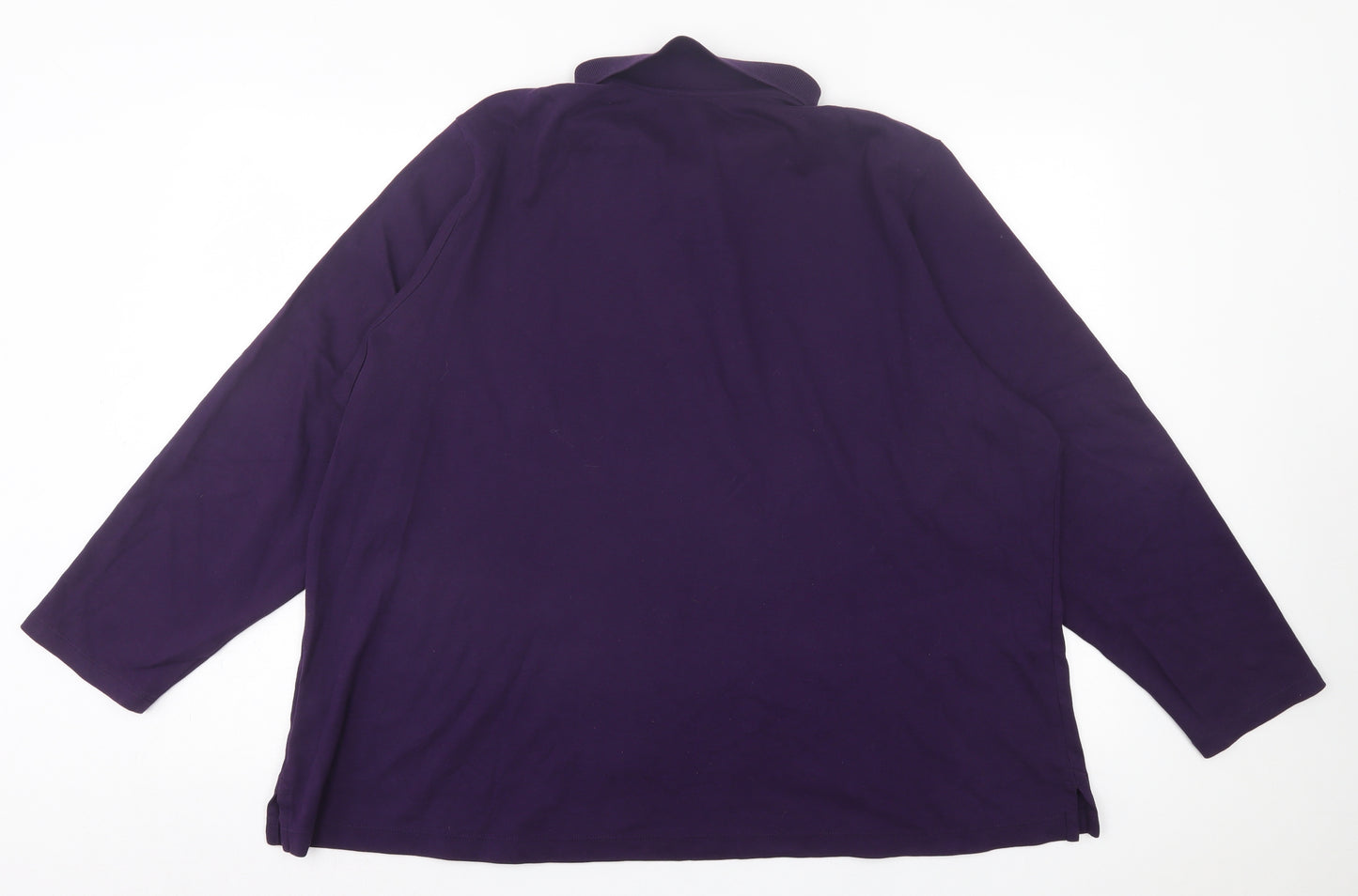 Landsend Mens Purple Cotton Polo Size 3XL Collared Button