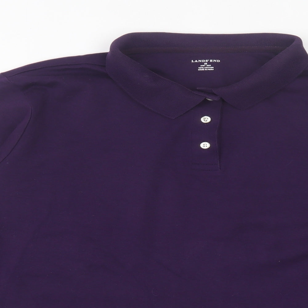 Landsend Mens Purple Cotton Polo Size 3XL Collared Button