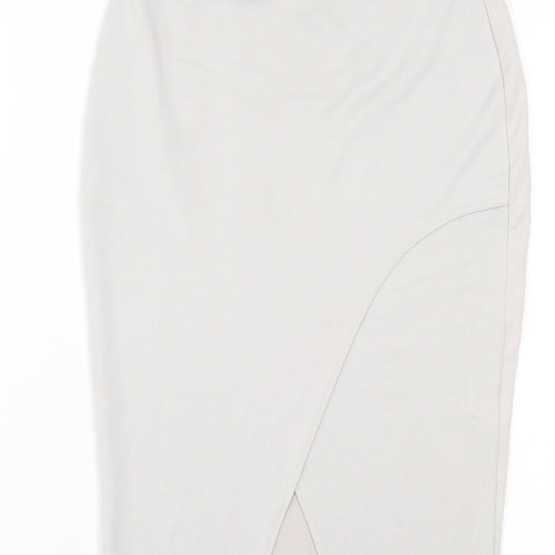 Boohoo Womens Grey Polyester A-Line Skirt Size 12