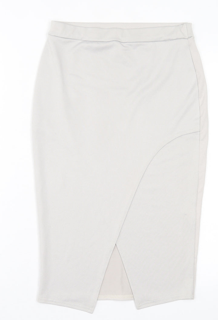 Boohoo Womens Grey Polyester A-Line Skirt Size 12