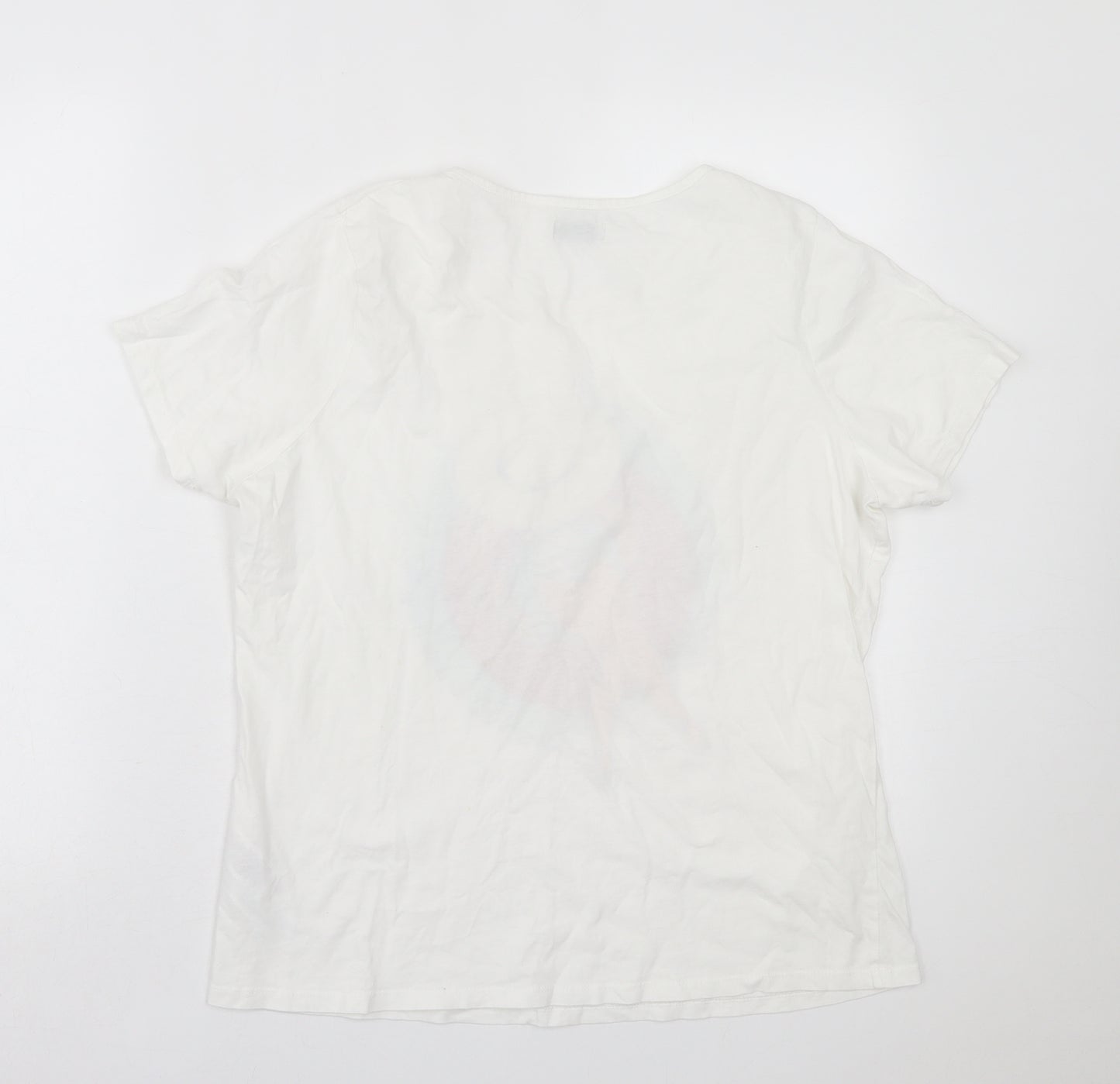 Avon Womens White Cotton Basic T-Shirt Size 16 Crew Neck