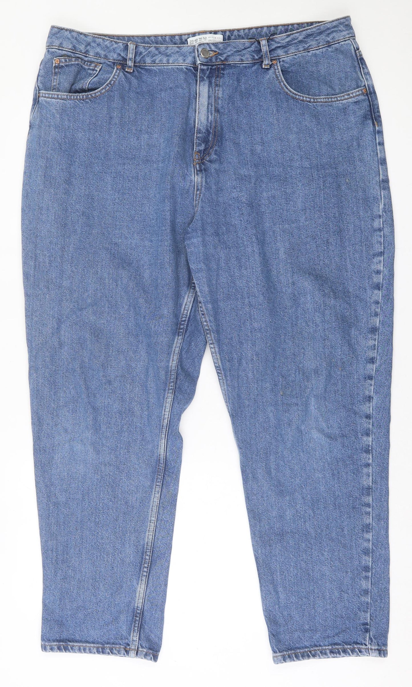 Denim & Co. Womens Blue Cotton Straight Jeans Size 20 L29 in Regular Button