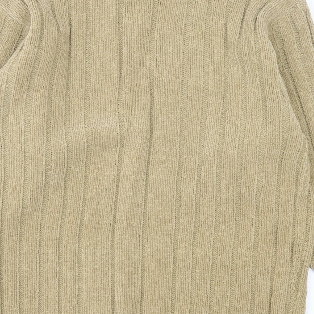 Marks and Spencer Mens Brown High Neck Cotton Pullover Jumper Size M