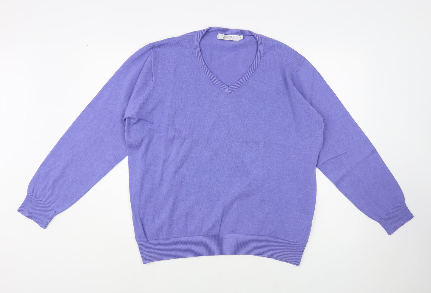 Golf Co Mens Purple V-Neck Cotton Pullover Jumper Size L