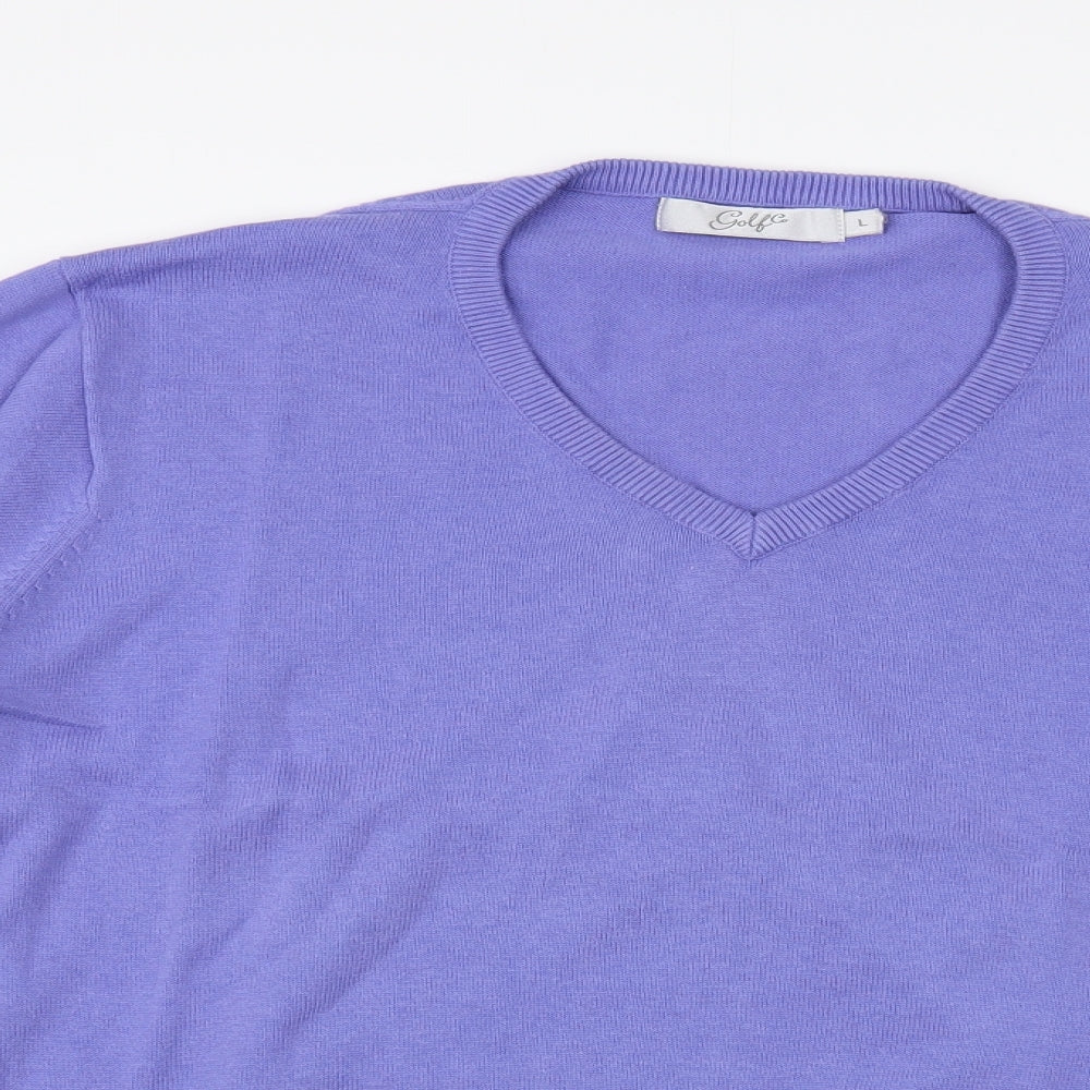 Golf Co Mens Purple V-Neck Cotton Pullover Jumper Size L