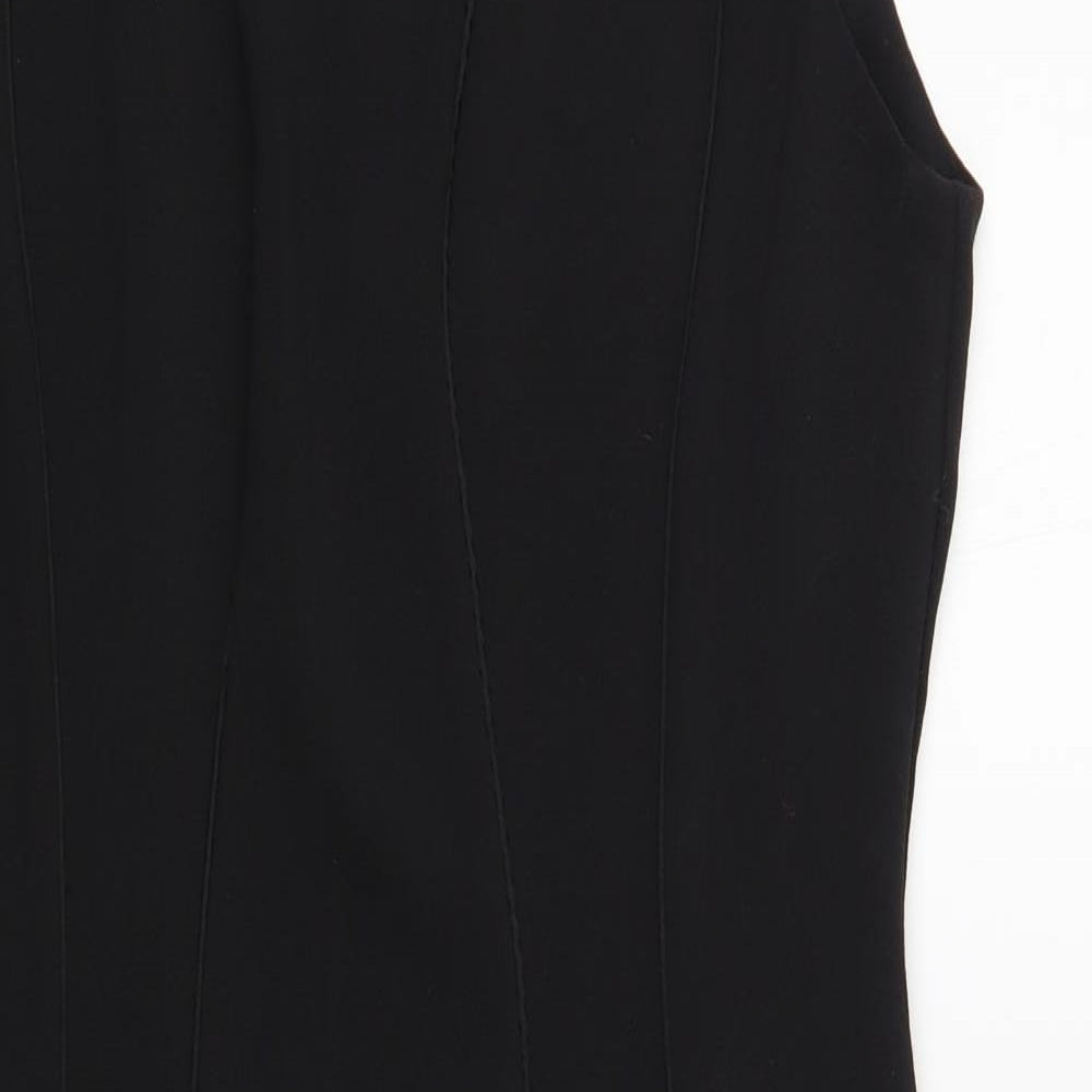 George Womens Black Polyester Pencil Dress Size 14 Boat Neck Zip