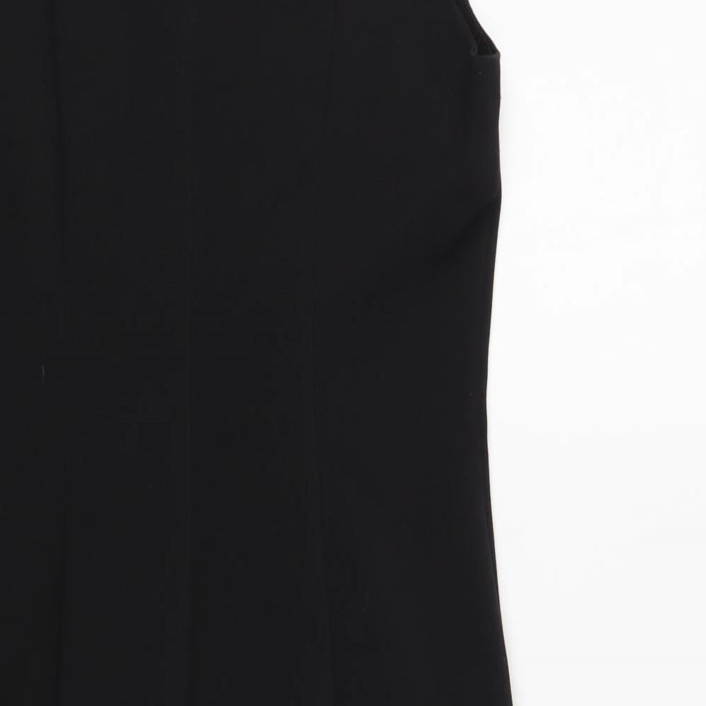 George Womens Black Polyester Pencil Dress Size 14 Boat Neck Zip