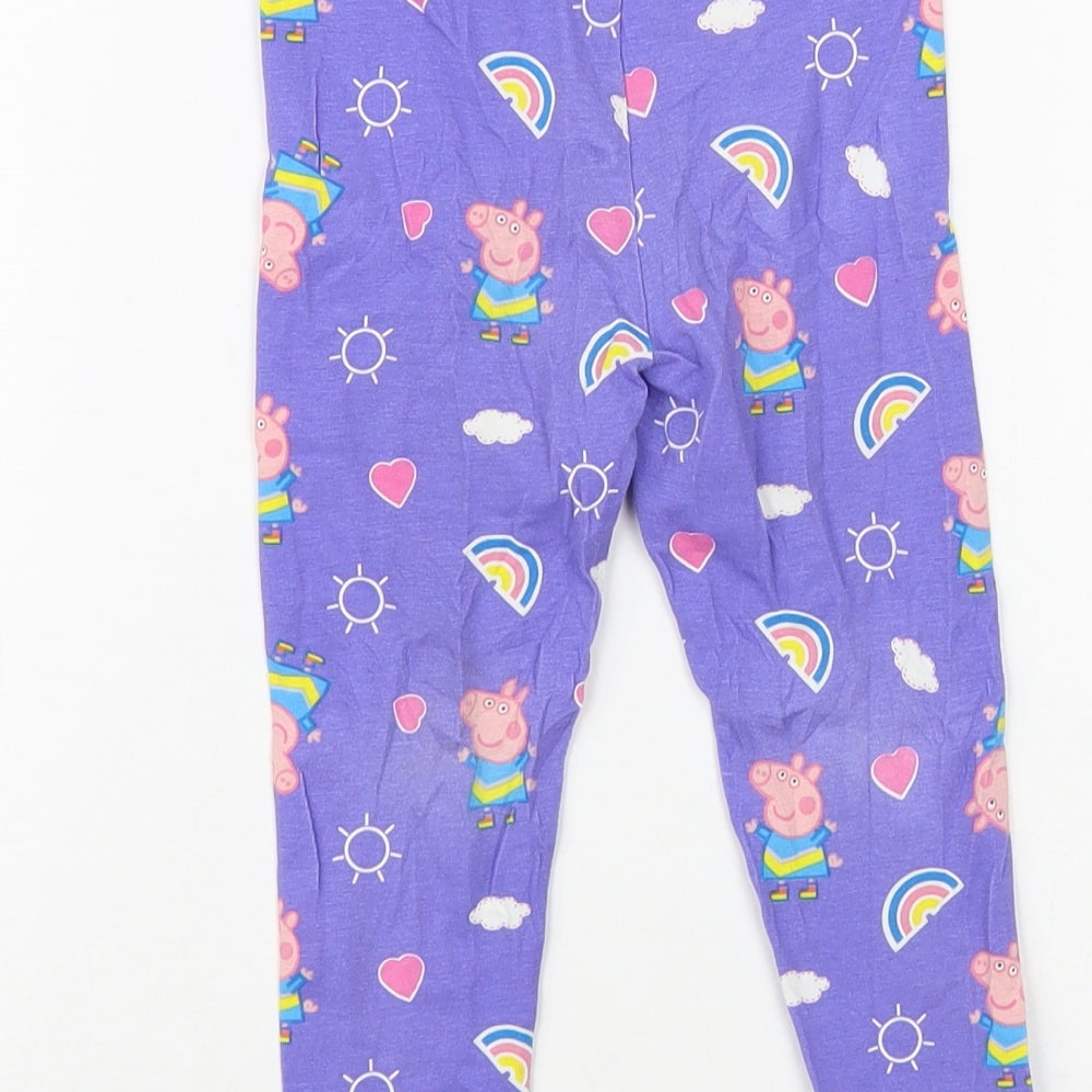 Dunnes Stores Girls Purple Geometric Cotton Jogger Trousers Size 2-3 Years Regular - Peppa Pig Leggings