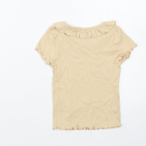 George Girls Beige Cotton Pullover T-Shirt Size 2-3 Years Boat Neck Pullover