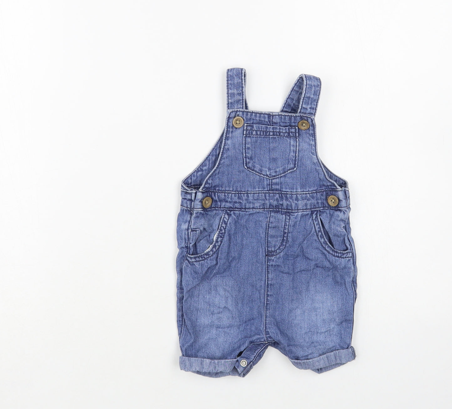 TU Baby Blue Cotton Dungaree Outfit/Set Size 3-6 Months Snap
