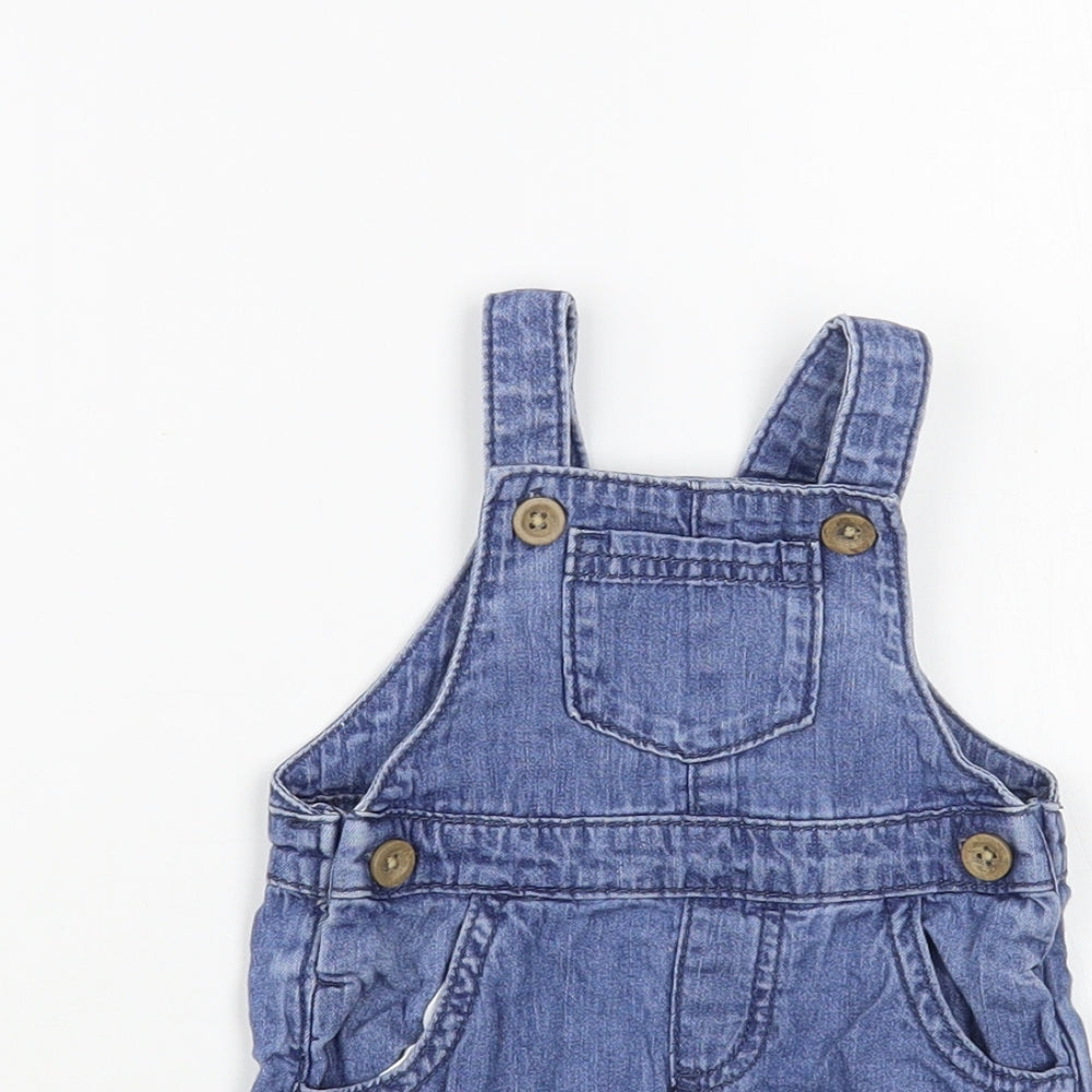 TU Baby Blue Cotton Dungaree Outfit/Set Size 3-6 Months Snap
