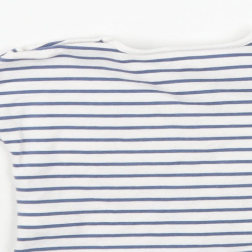 NEXT Baby White Striped Cotton Pullover T-Shirt Size 0-3 Months Crew Neck Snap