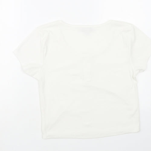 Primark Womens White Polyester Basic T-Shirt Size 12 Scoop Neck