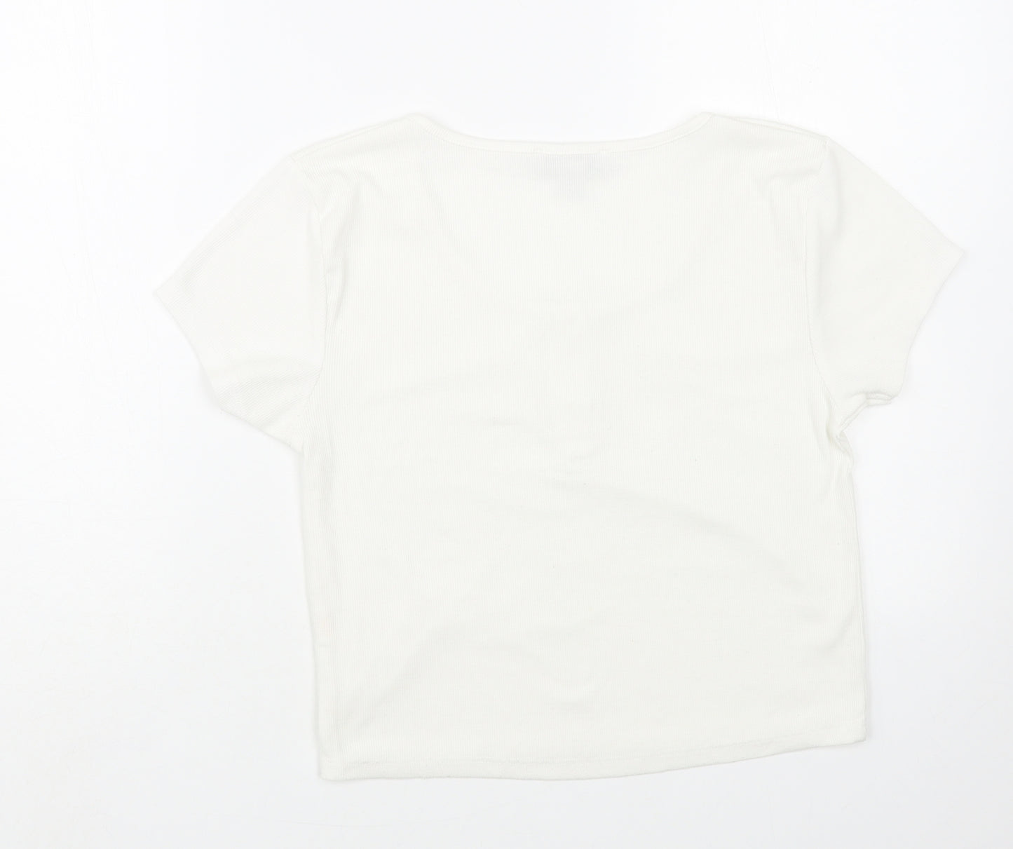 Primark Womens White Polyester Basic T-Shirt Size 12 Scoop Neck