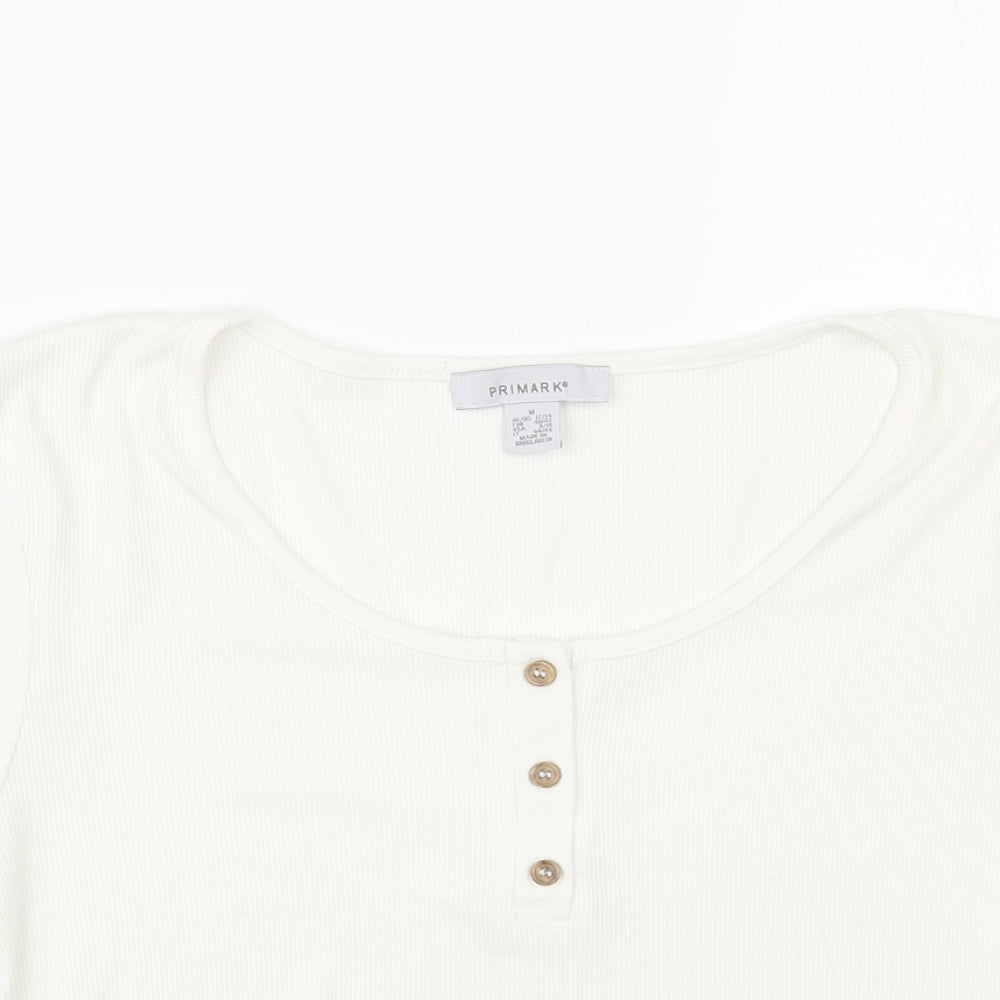 Primark Womens White Polyester Basic T-Shirt Size 12 Scoop Neck