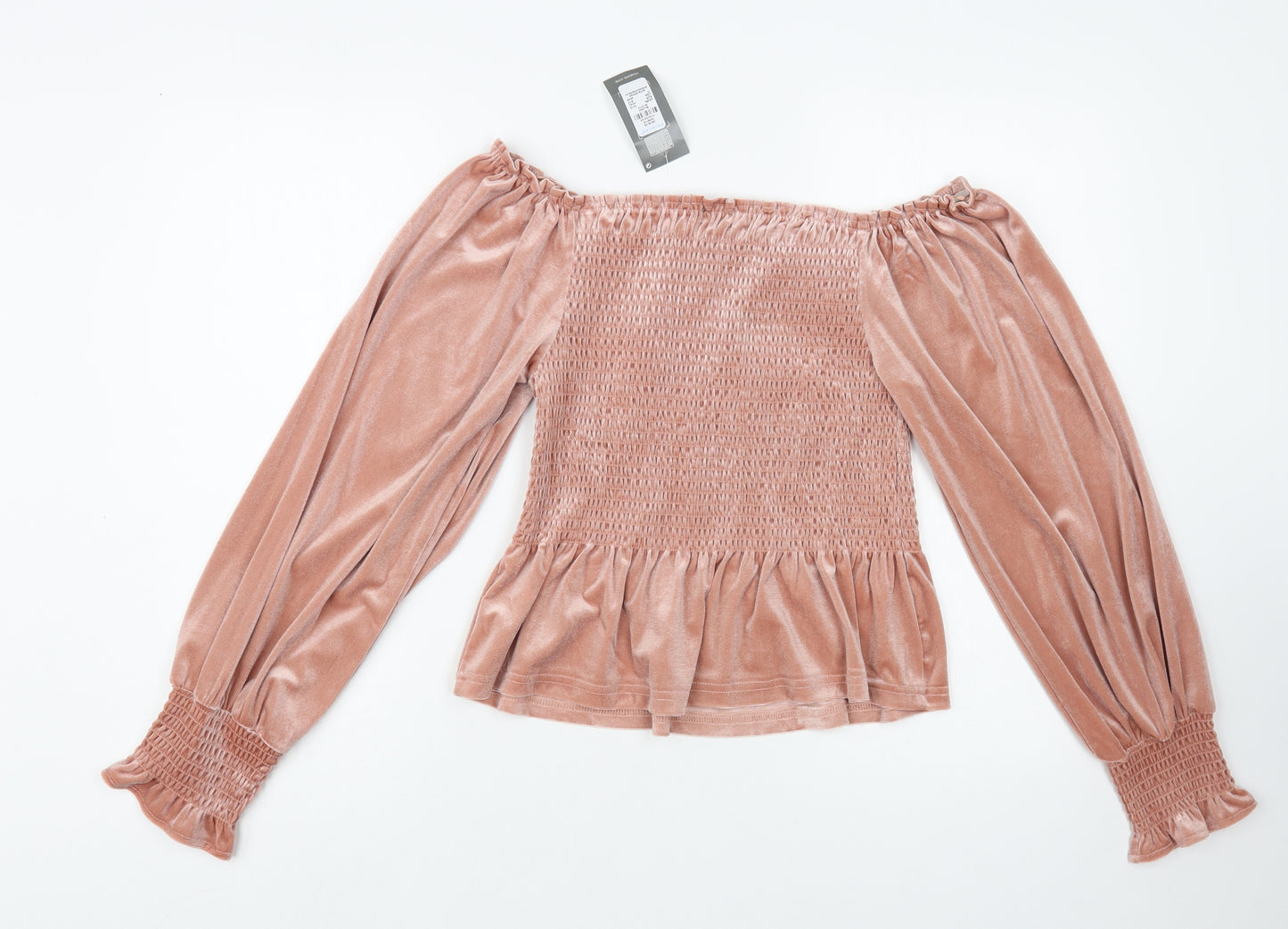 Primark Womens Pink Polyester Basic Blouse Size 12 Off the Shoulder