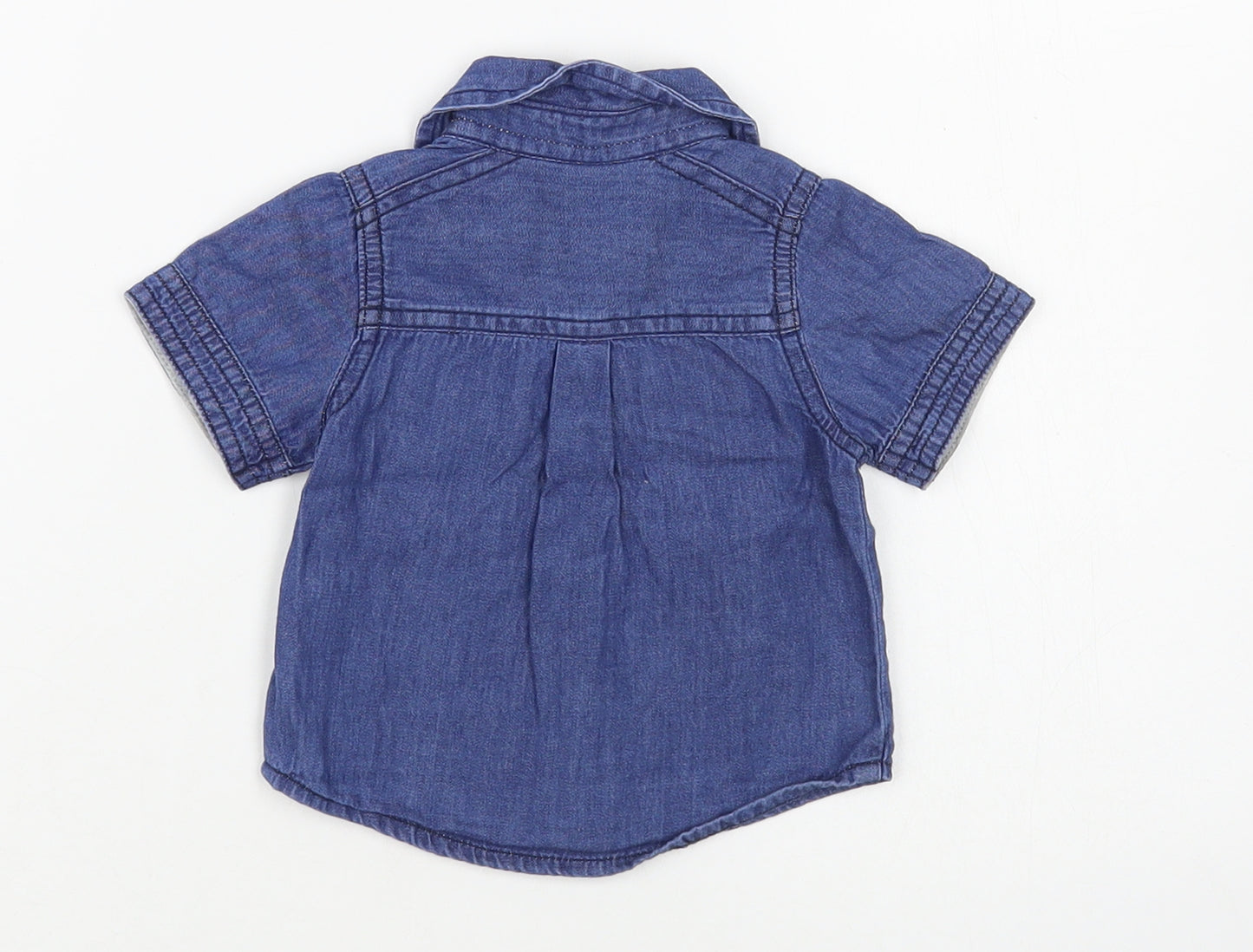 Matalan Baby Blue Cotton Basic Button-Up Size 0-3 Months Collared Button