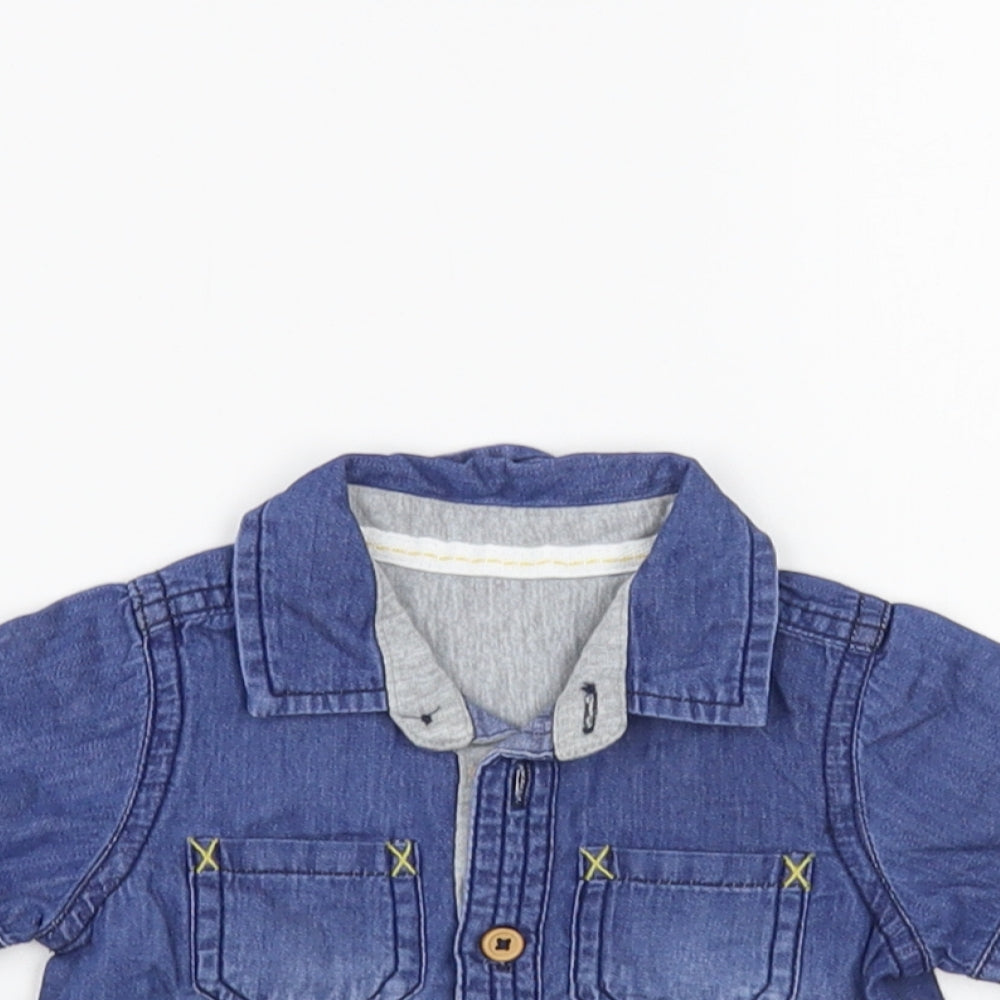 Matalan Baby Blue Cotton Basic Button-Up Size 0-3 Months Collared Button