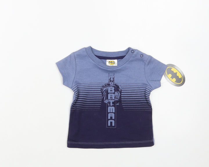Jainco Baby Blue Cotton Pullover T-Shirt Size 3-6 Months Crew Neck Snap - Batman