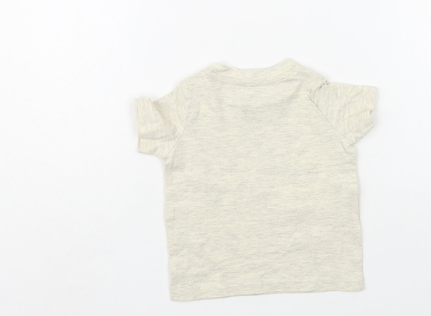 F&F Baby Beige Cotton Pullover T-Shirt Size 0-3 Months Crew Neck Snap - Giraffe