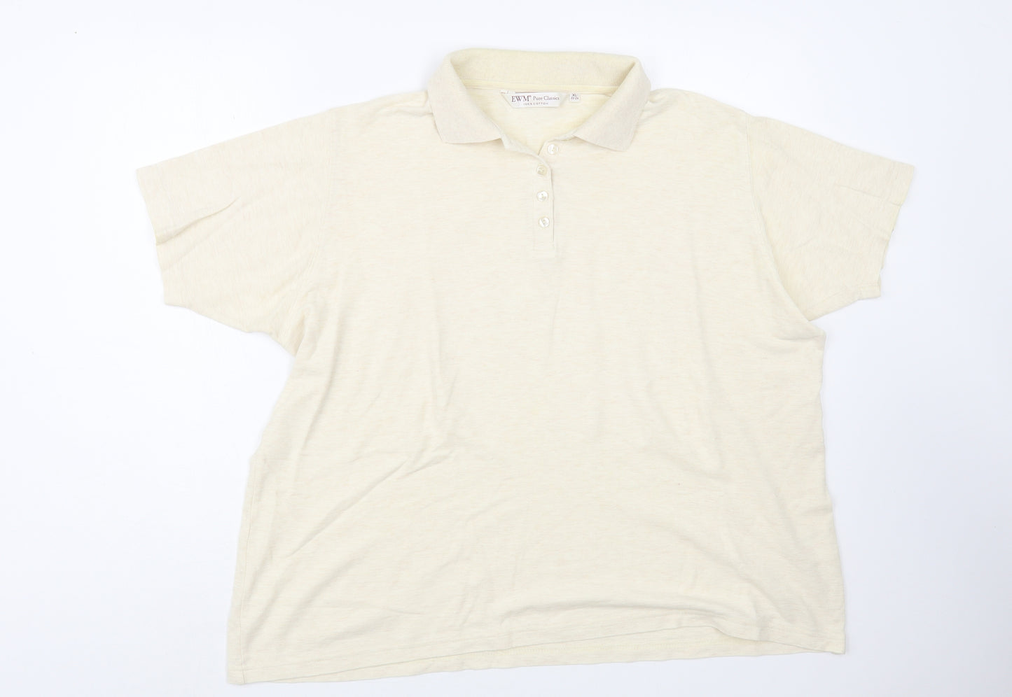 EWM Womens Beige Cotton Basic Polo Size XL Collared