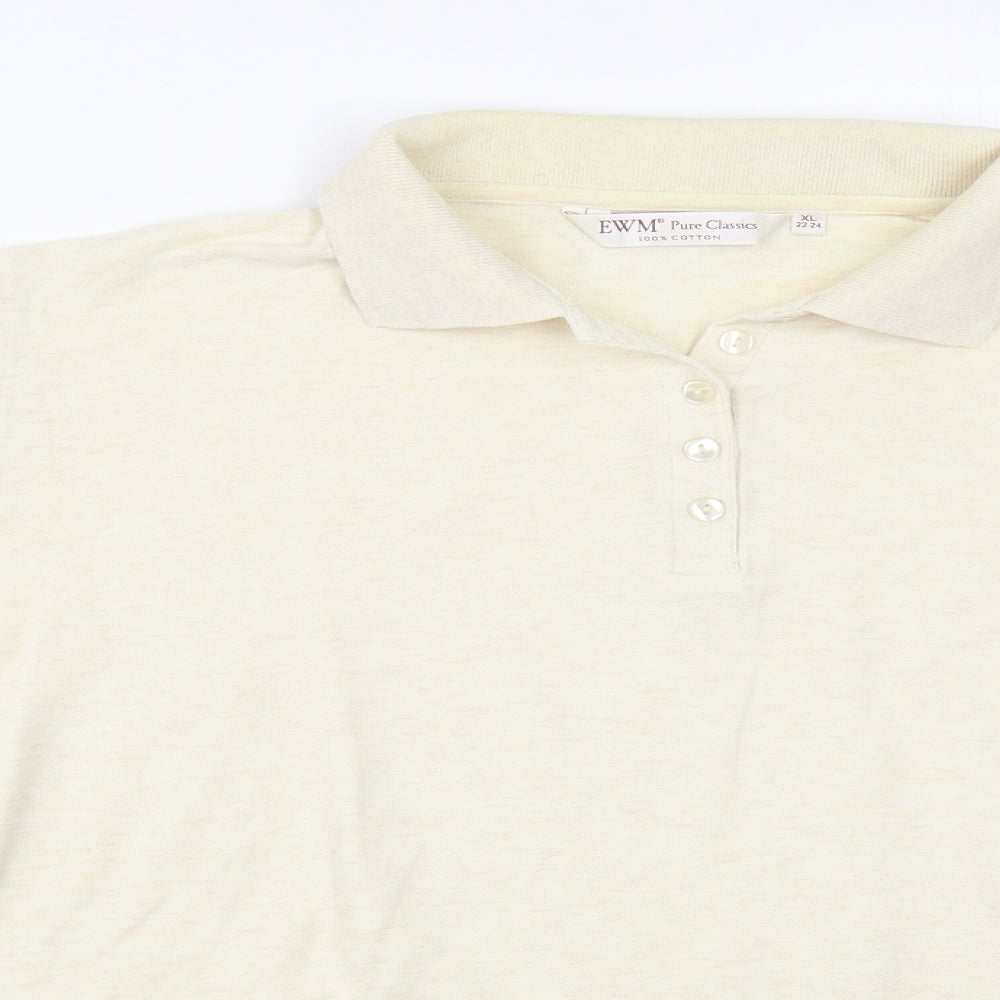 EWM Womens Beige Cotton Basic Polo Size XL Collared