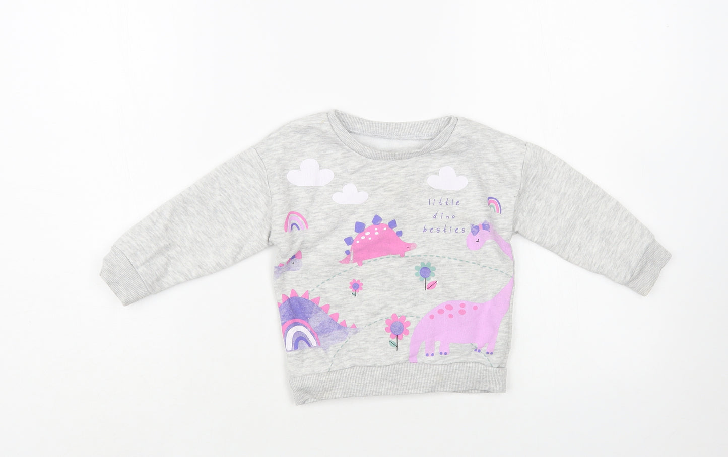 Dunnes Stores Baby Grey Cotton Pullover Jumper Size 12-18 Months Pullover - Dino