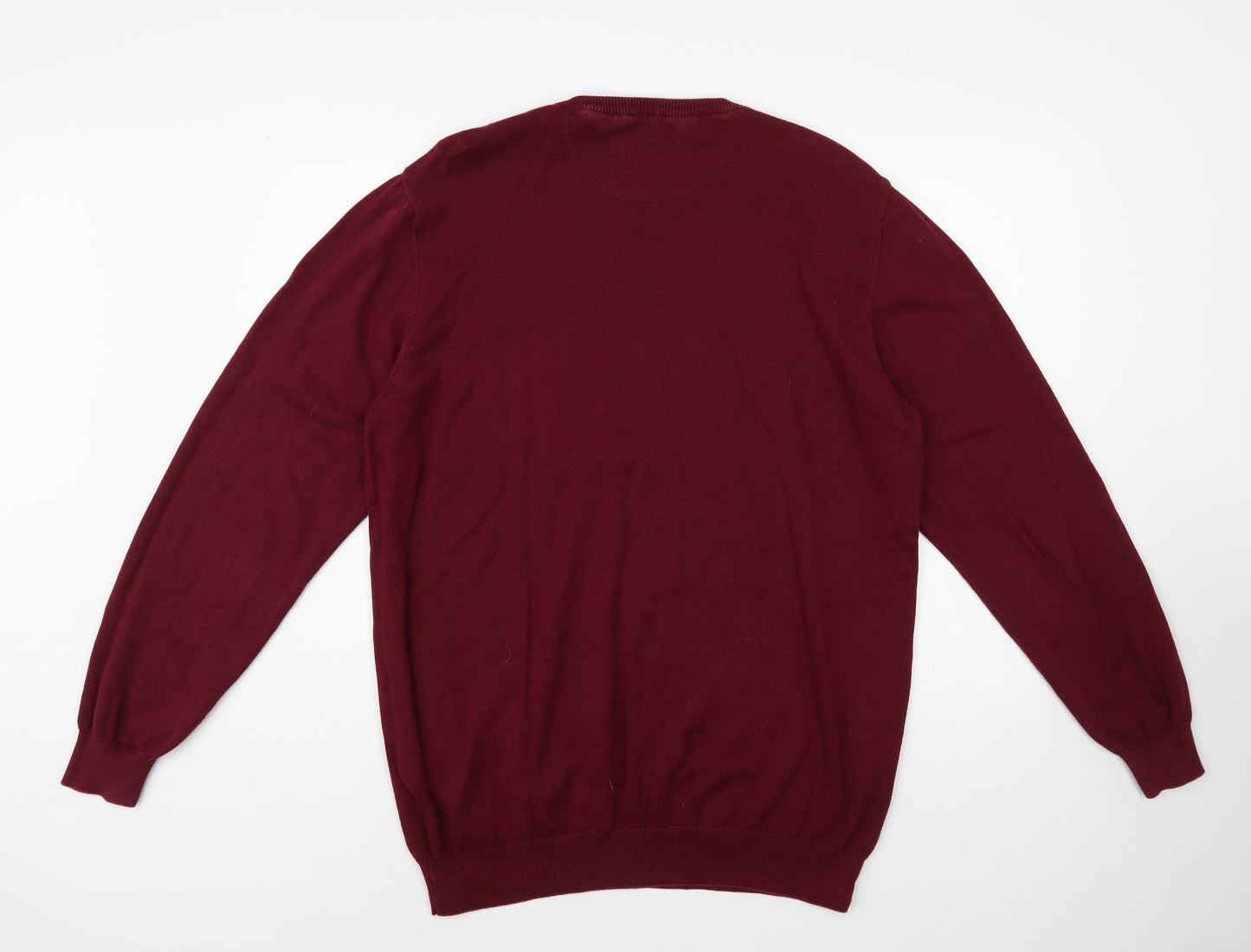 Guide London Mens Red Crew Neck Cotton Pullover Jumper Size 2XL