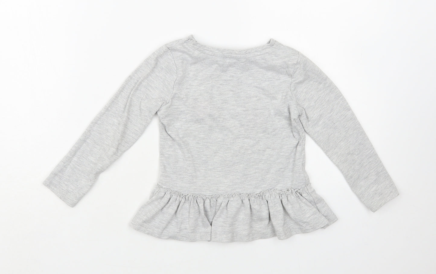 George Girls Grey Polyester Pullover T-Shirt Size 3-4 Years Crew Neck Pullover - Too Cute