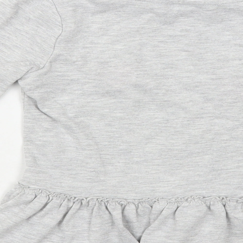 George Girls Grey Polyester Pullover T-Shirt Size 3-4 Years Crew Neck Pullover - Too Cute