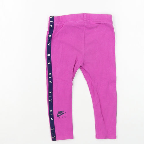 Nike Girls Purple Cotton Jogger Trousers Size 2 Years Regular