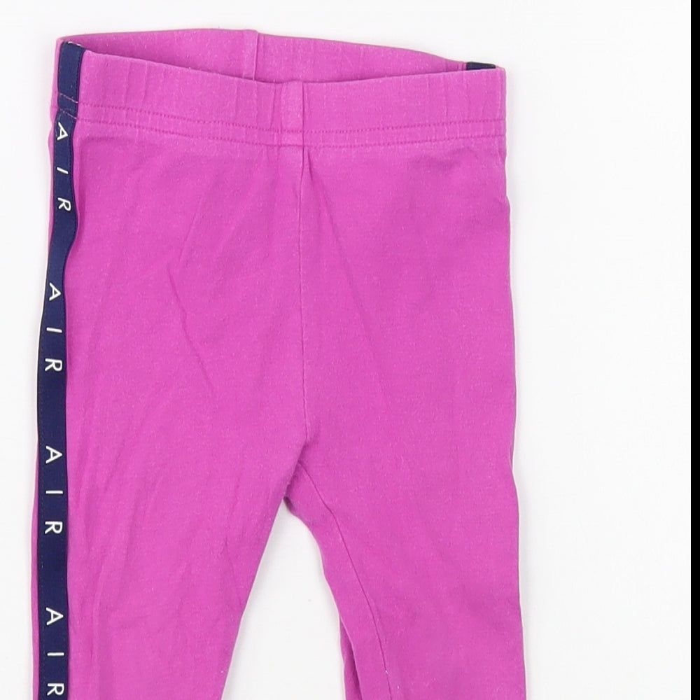 Nike Girls Purple Cotton Jogger Trousers Size 2 Years Regular