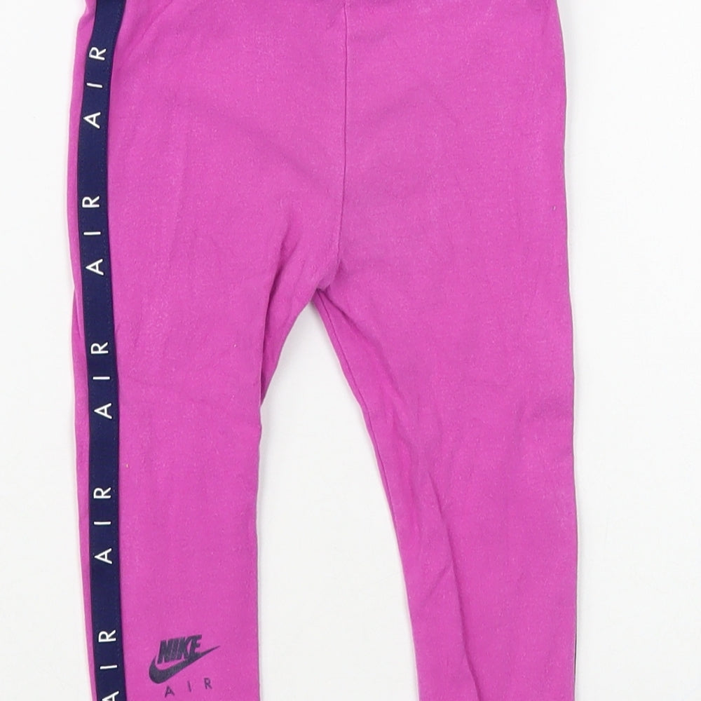 Nike Girls Purple Cotton Jogger Trousers Size 2 Years Regular