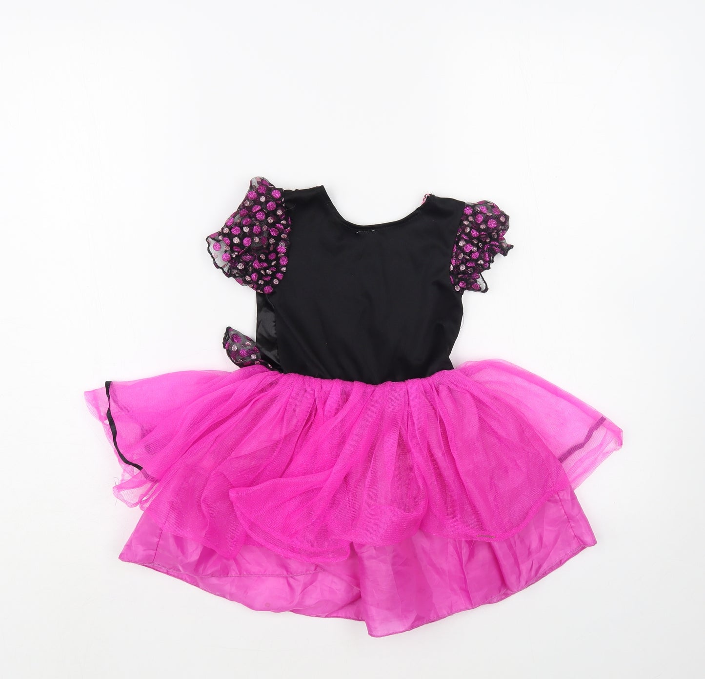 George Baby Pink Polka Dot Polyester Fit & Flare Size 18-24 Months Square Neck Pullover - Fancy Dress