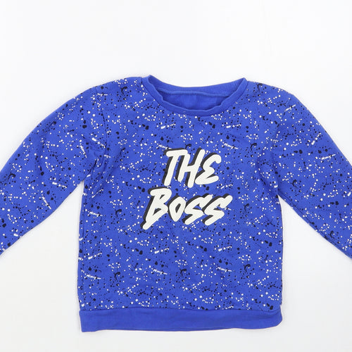 Dunnes Stores Boys Blue Geometric Cotton Pullover Sweatshirt Size 3-4 Years Pullover - The Boss