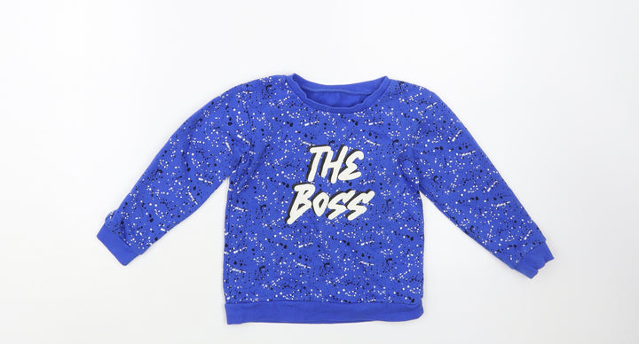 Dunnes Stores Boys Blue Geometric Cotton Pullover Sweatshirt Size 3-4 Years Pullover - The Boss
