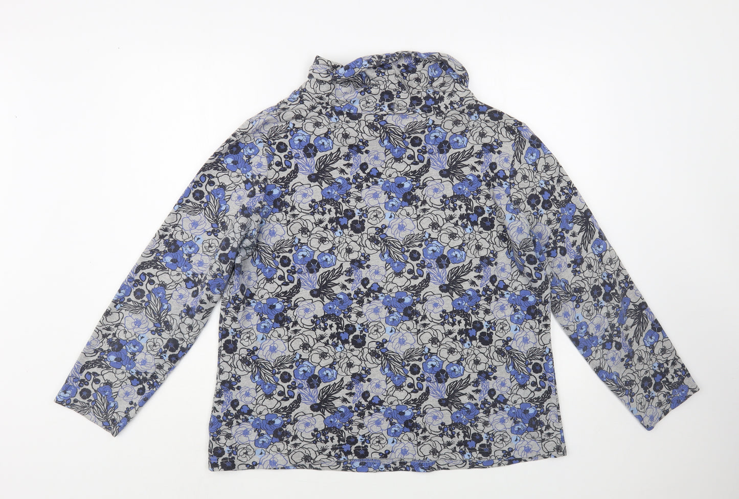 AproductZ Womens Grey Floral Cotton Pullover Sweatshirt Size 16 Pullover