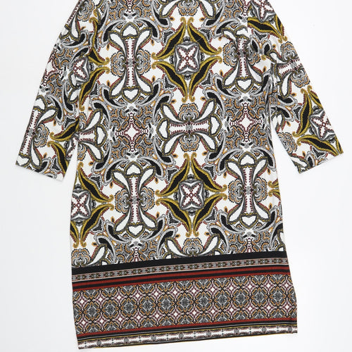 George Womens White Paisley Viscose Pencil Dress Size 12 Boat Neck Pullover