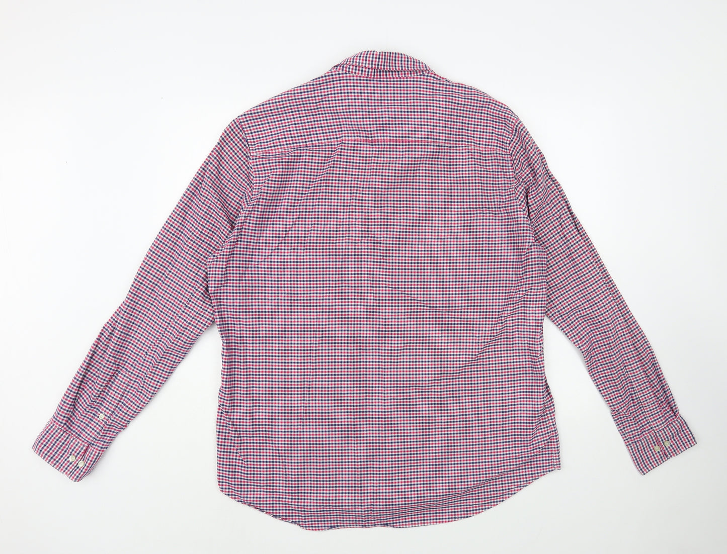 NEXT Mens Red Plaid Cotton Button-Up Size XL Collared Button