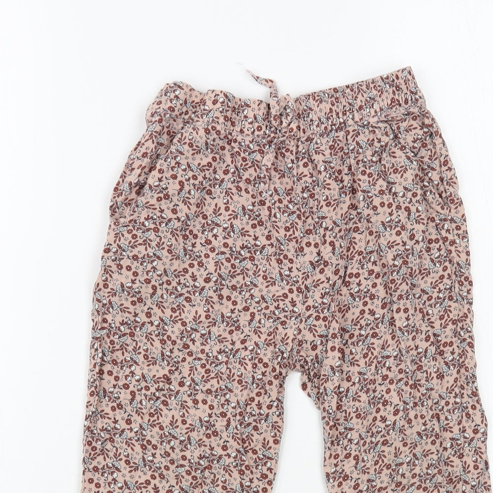 NEXT Girls Pink Floral Viscose Jogger Trousers Size 6 Years Regular Drawstring