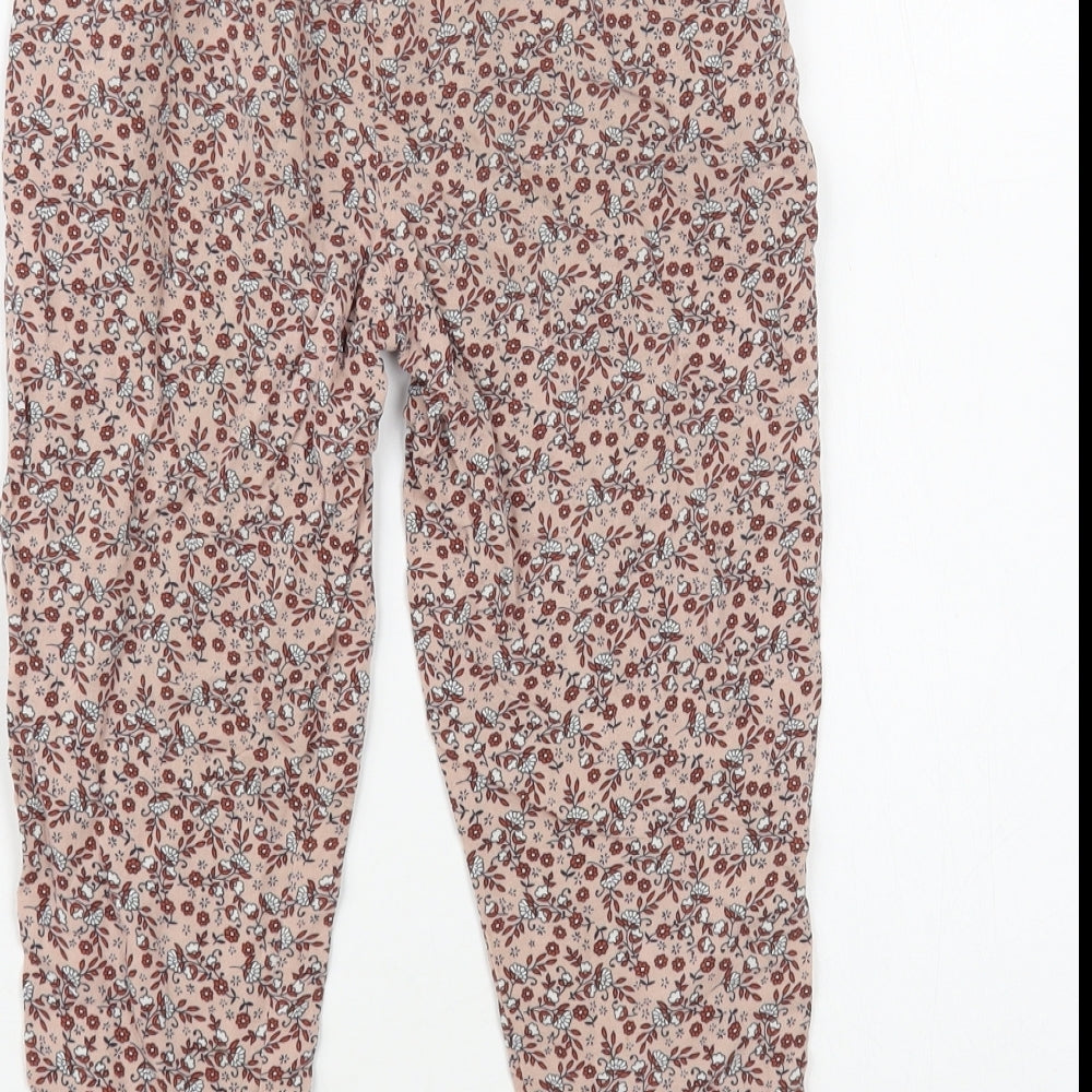 NEXT Girls Pink Floral Viscose Jogger Trousers Size 6 Years Regular Drawstring