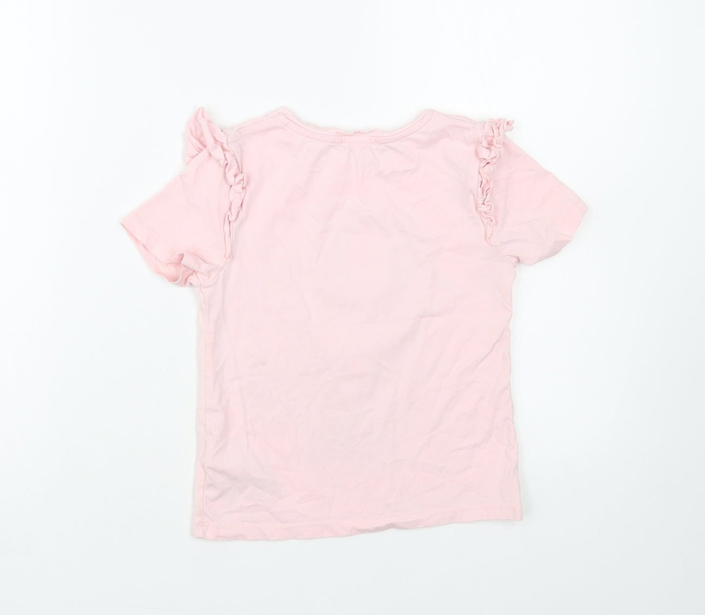 Primark Girls Pink Cotton Pullover T-Shirt Size 7-8 Years Crew Neck Pullover - Unicorn
