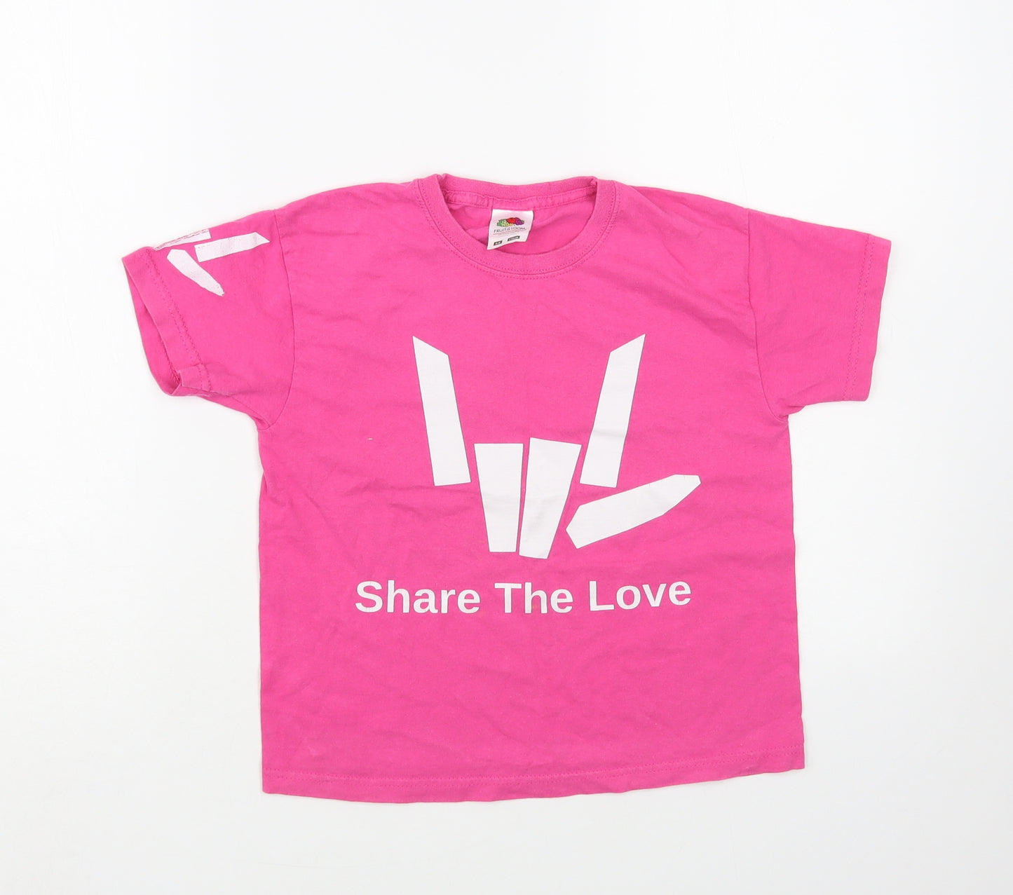Frui Girls Pink Cotton Pullover T-Shirt Size 5-6 Years Crew Neck Pullover - Share the Love