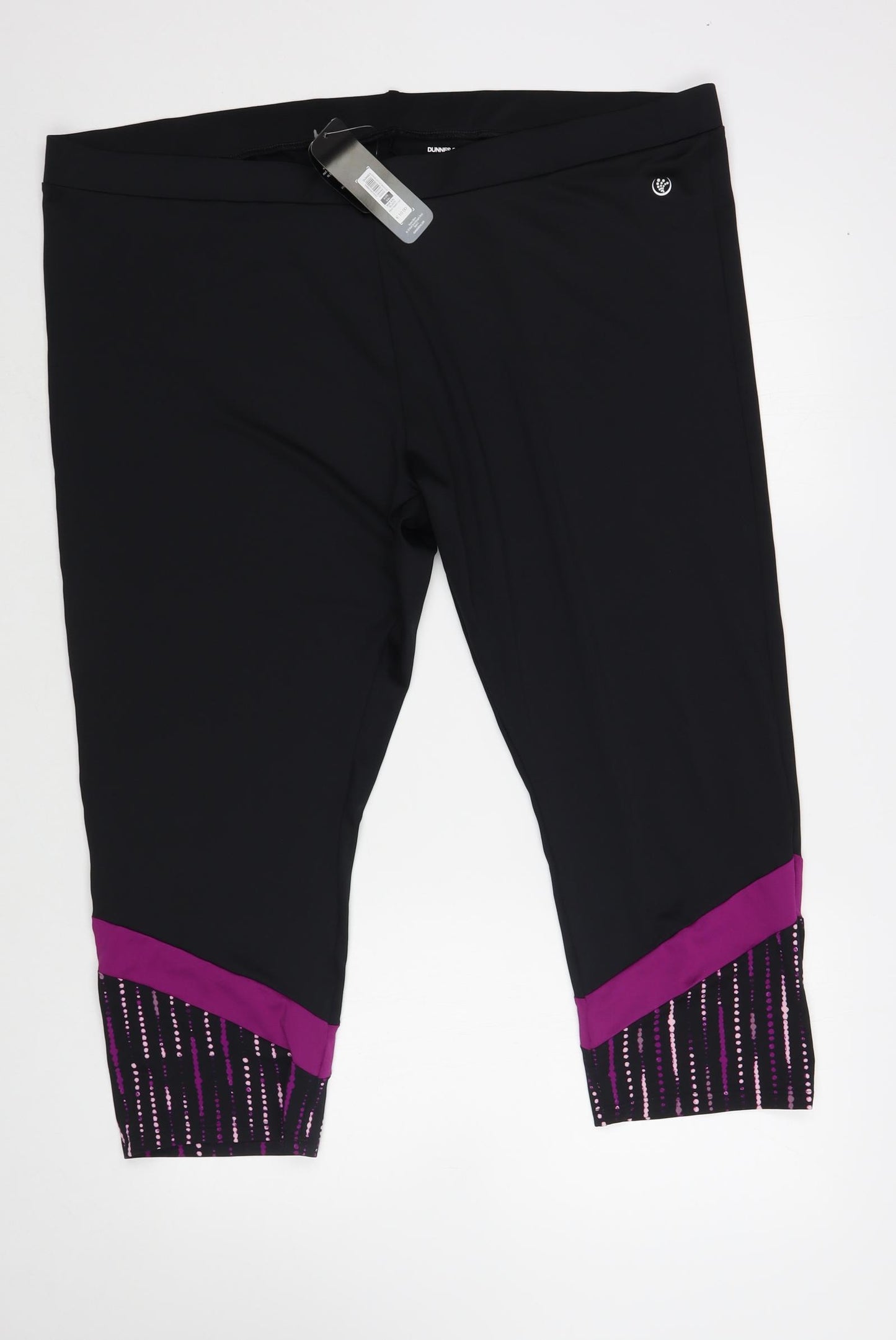 Dunnes Stores Womens Black Geometric Polyester Cropped Leggings Size 2XL L22 in Regular