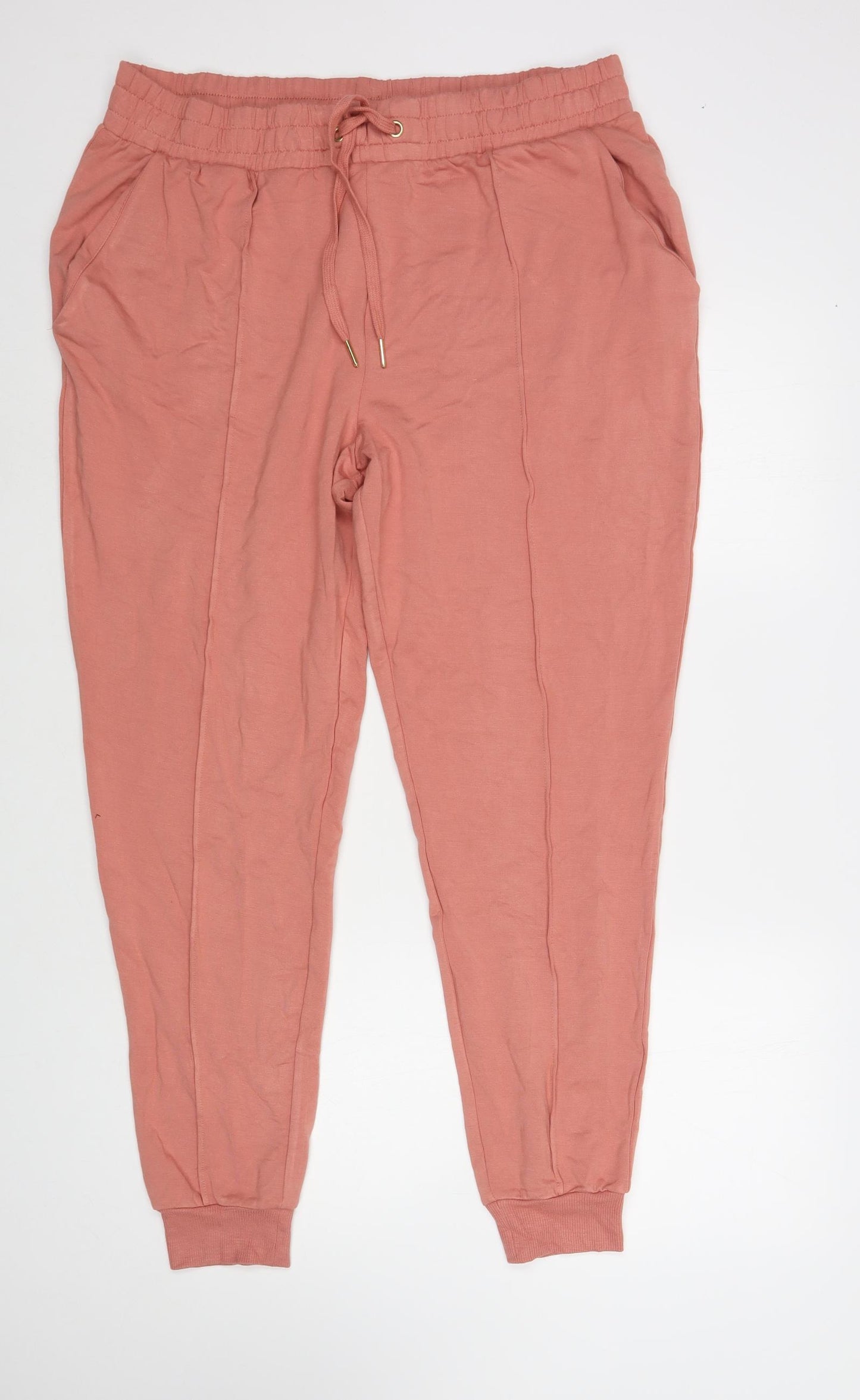 F&F Womens Pink Viscose Jogger Trousers Size 16 L29 in Regular Drawstring