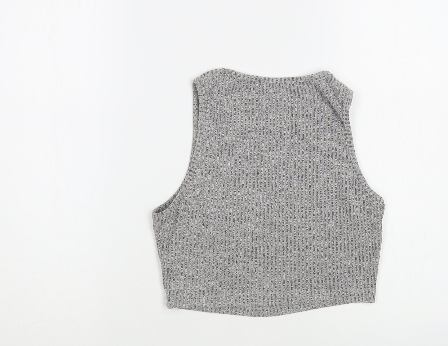 SheIn Womens Grey Cotton Cropped Blouse Size XS Boat Neck