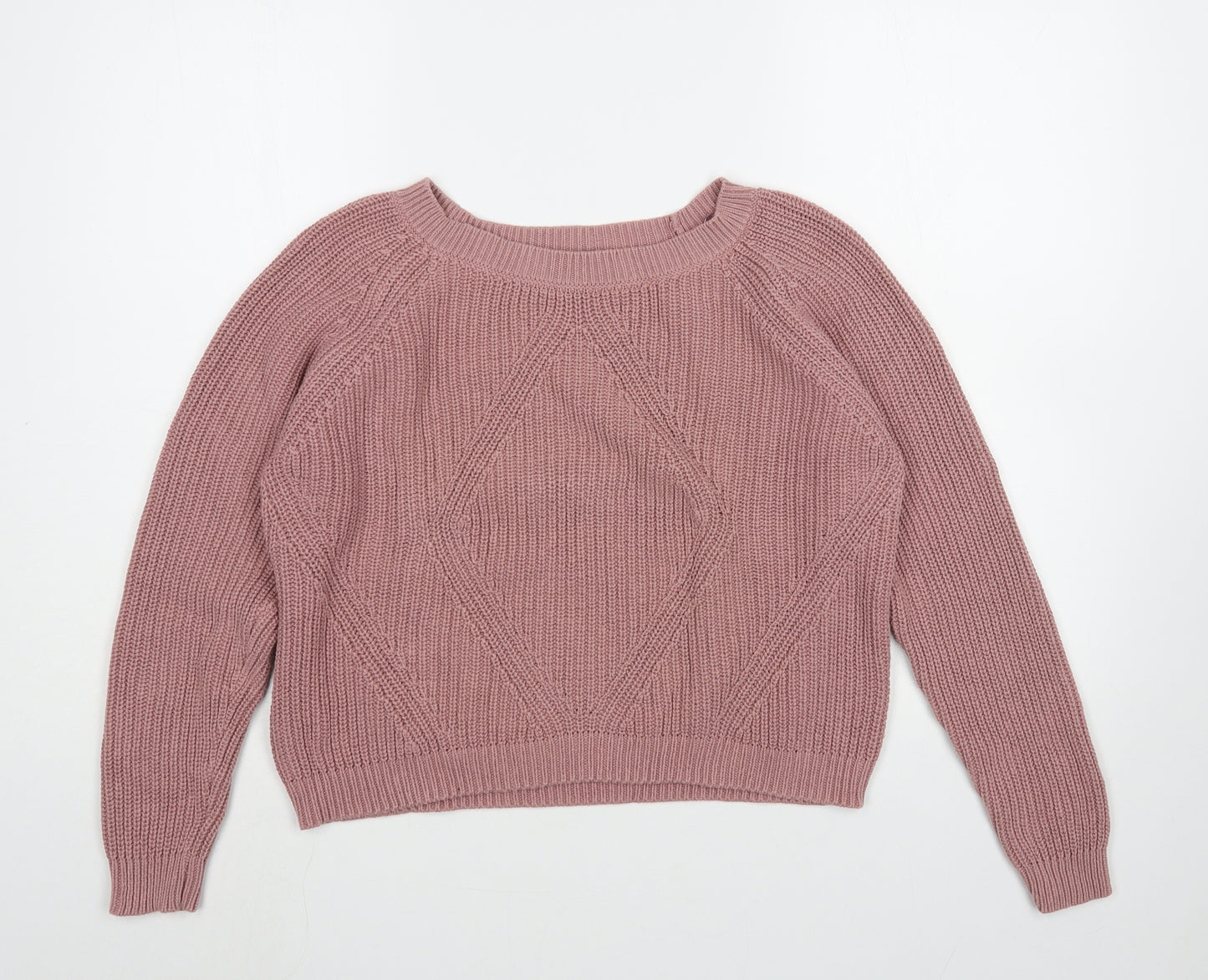 Sandwich Womens Pink Boat Neck Cotton Pullover Jumper Size S